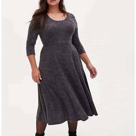 chinese dress ladies Dark Grey Lace Midi Dress – AX Paris US main image 0